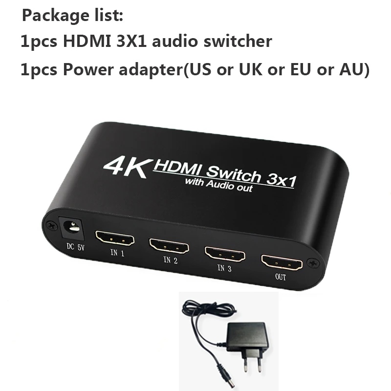 HDMI аудио экстрактор конвертер 5.1CH/2CH аудио сплиттер 4k стерео аналоговый HDMI к HDMI Оптический SPDIF адаптеры-Конвертеры - Цвет: without remote