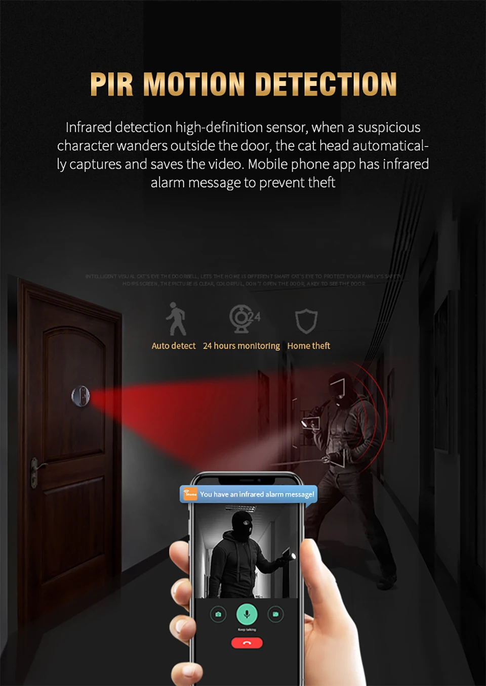 Jeatone Tuya smart WiFi door bell With 720P/120°Camera video peephole for door 4.3