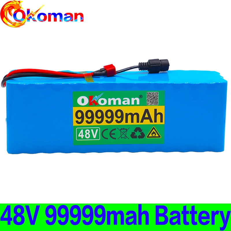 Новый 48v литий-ионный аккумулятор 99.999Ah 1000w 13S3P комплект батарей для 54 6 v E-велосипед