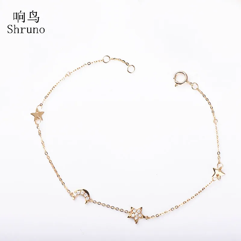 Shruno Solid 18K Yellow Gold Lab Grown Moissanite Diamond Bracelet Test Positive For Women Trendy Fine Jewelry Link | Украшения и