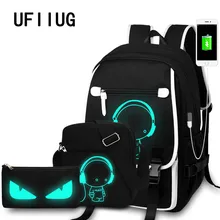 Новые модные школьные рюкзаки студенческие светящиеся Мультяшные аниме школьные сумки для подростков мальчиков девочек USB зарядка Рюкзак для ноутбука