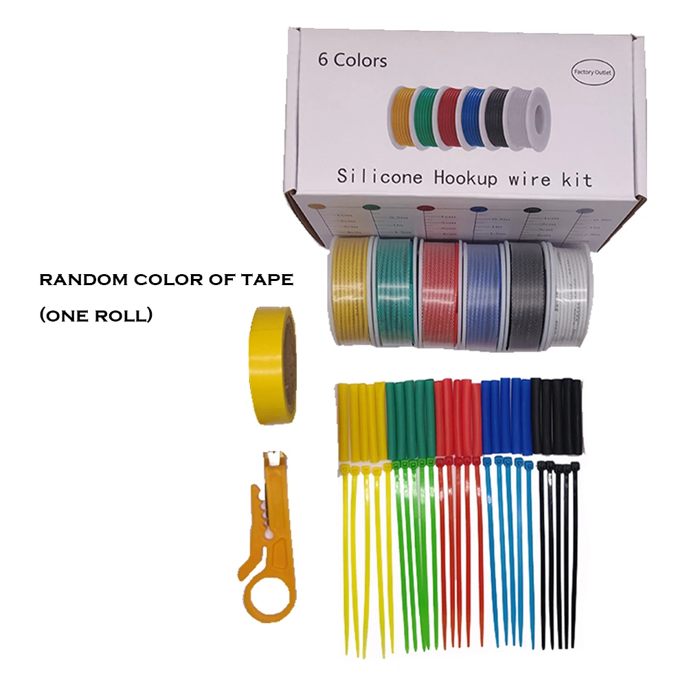 Soft Silicone Wire 30/28/26/24/22/20/18awg Tinned copper Kit mix 6 color a  box Flexible Silicoone Wire Stranded Cable DIY