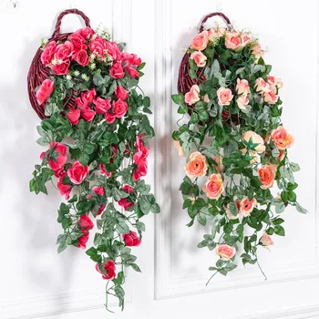 

Model Rose Wall Hanging Flower Vine Orchid Basket Flower Balcony Silk Flower Home Wall Decoration Decorations