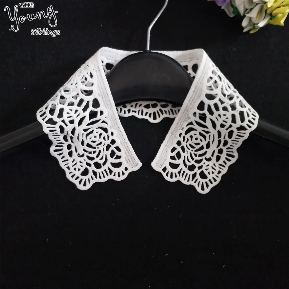 

New arrive White Hollow out Neckline Embroidered Applique DIY Craft Lace False collar Sewing lace Fabric Wedding Dress Accessory