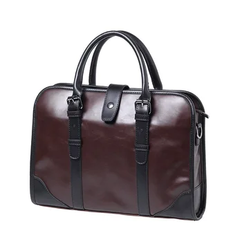 

2019 Brand New Briefcase Messenger Bag Men's PU Leather 14'' Laptop Bag Office Business Tote for Document Handbag