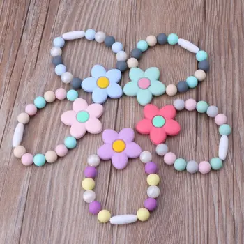 

Baby Nursing Bracelets Silicone Chew Beads Teething Rattles Toys Teether Montessori Bracelets