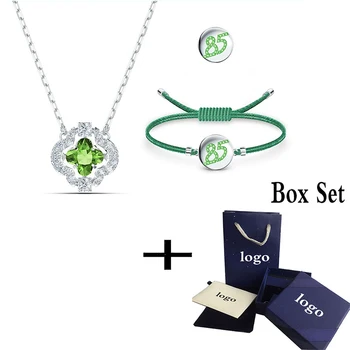 

2020 New Exquisite And Simple Green Dynamic Crystal Necklace Series Set, Shining Jewels, Romantic Birthday Gifts For Couples