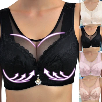 

Women's Large Size Bra Tube Top Gathered Non-Adjustable Large Breasts Thin Bra Lace Underwire Push Up Seamless Bras