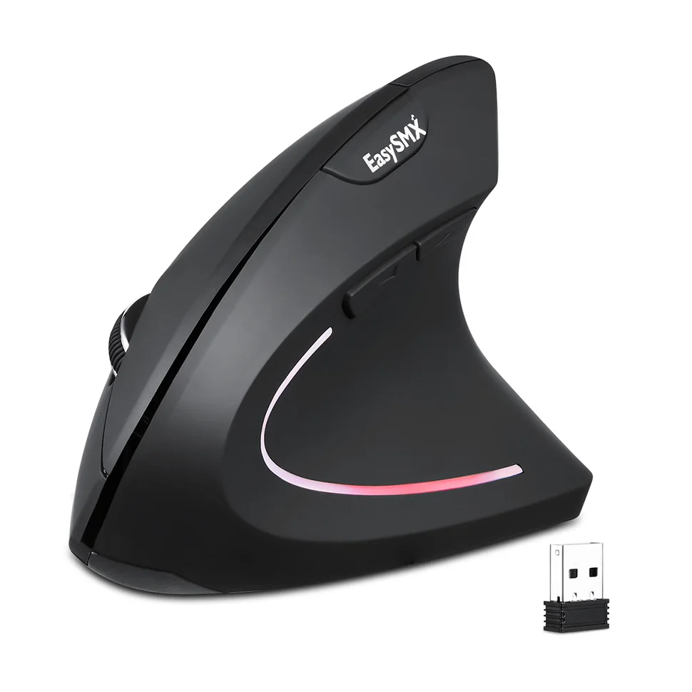 2,4G беспроводная Вертикальная мышь EasySMX G814 компьютерная мышь 4 dpi настройки 6 кнопок оптическая эргономичная мышь для ноутбука ПК мышь - Цвет: Black