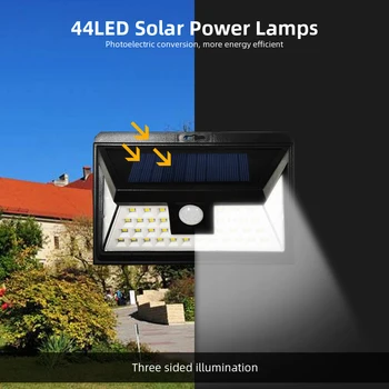

44 LED Solar Powered Lights Outdoor Motion Sensor Lamp with 3 Optional Lighting Modes, 270 Degree Angle for Garden Garage Porch