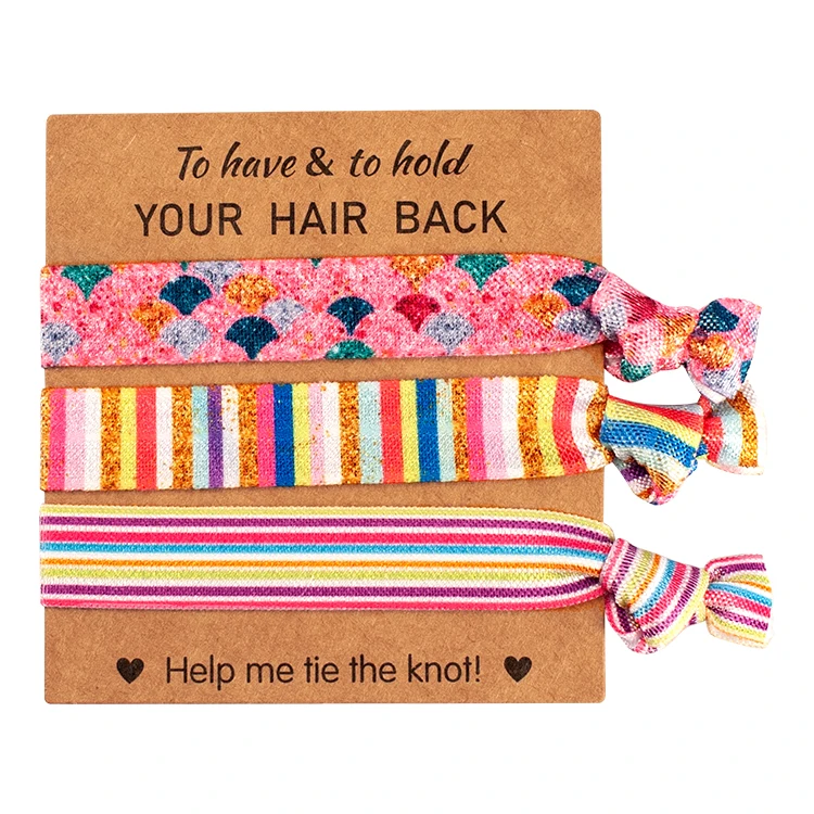 FOE Elastic Hair Bracelet Accessories knots-Mexico Pattern Printed Stripe Ponytail Tie Party Favor for Women Girls