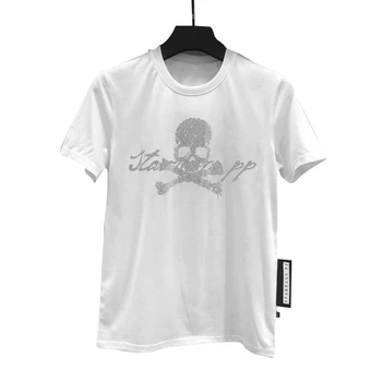 

diamond PP Original color skull cotton round neck short sleeve men's T-shirt personalized high quality screen printing