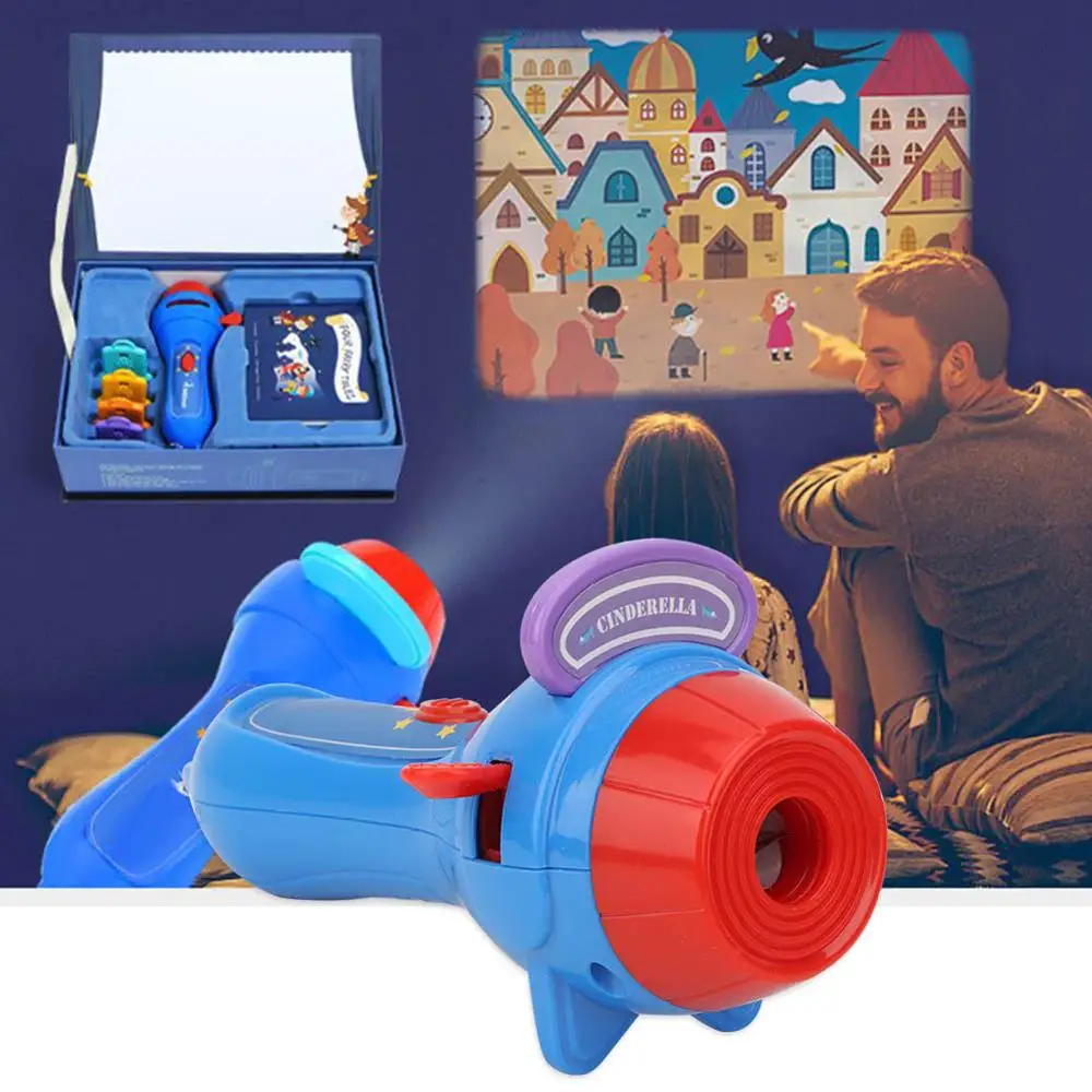 

Baby Sleep Story Flashlight Projection Lamp Toy Children Fun Flashlight Projector Toy With 4 Animated Themes Educational Toys
