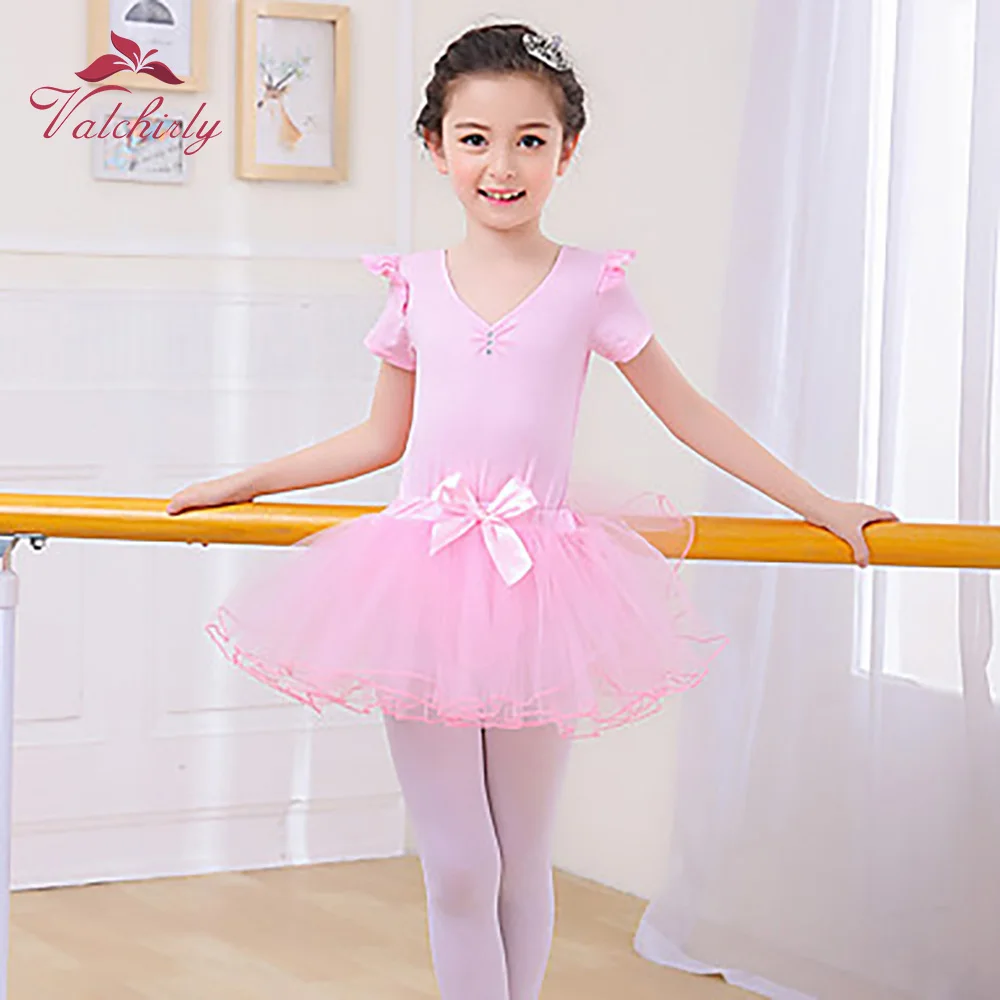 Длинное балетное платье-пачка без рукавов; мягкая хлопковая танцевальная трико; детский гимнастический костюм для балерины; костюм для девочек - Цвет: Розовый
