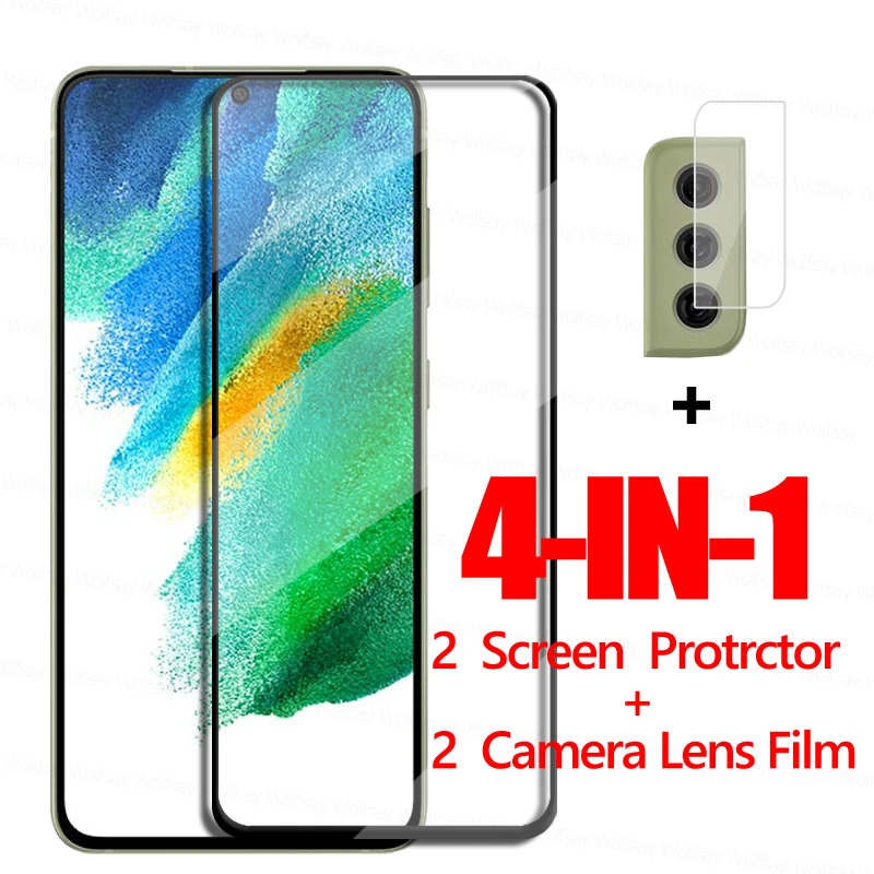 Vetro 4In1 Per Samsung Galaxy S21 Fe 5G Pellicola Salvaschermo Per Samsung Galaxy S20 S21 Fe Vetro Temperato Per Samsung S21 Fe 5G