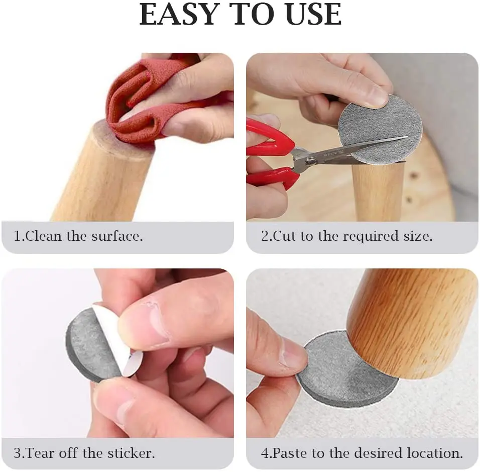 자기 접착 펠트 테이프 폴리 에스터 펠트 스트립 롤 하드 표면 보호기 검은 가구 펠트 스트립 DIY 모양 슬라이딩 패드 테이프