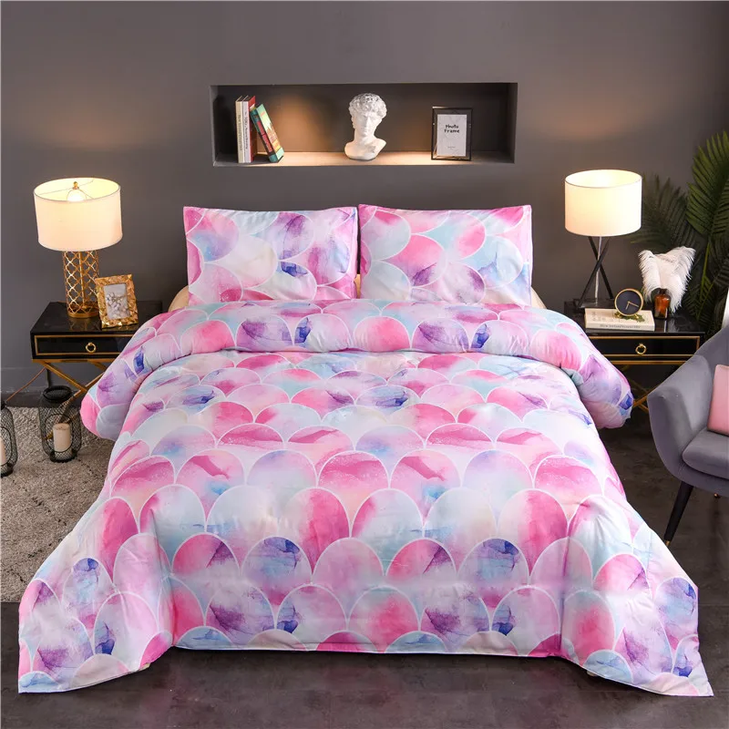 

home textile bedding set luxury Simple stylish colorful fish scale pattern Quilt cover Pillowcase Duvet Cover Queen King Size