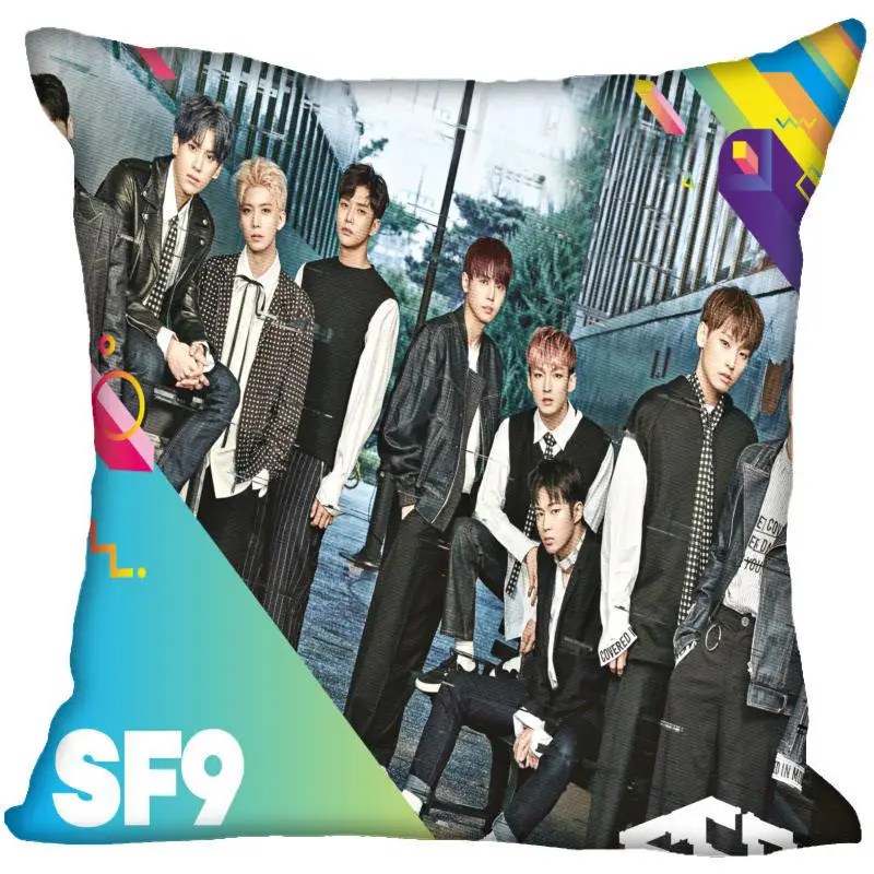 Kpop SF9 печать квадратные шелковые наволочки атласная Наволочка Две стороны наволочка Пользовательский логотип