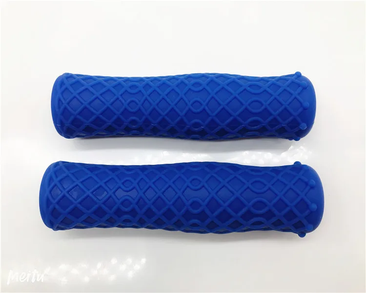Blue 1Pair Велосипедные балки 22,2 силиконовая гелевая Нескользящая рукоятка 412 складной велосипед MTB удобная рукоятка для руля Конфета красный/синий/зеленый/розовый - Цвет: Blue 1Pair