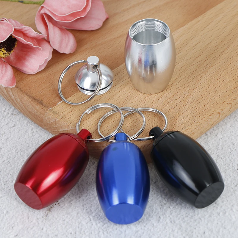 Waterproof Mini Aluminum Alloy Pill Box Case Bottle Cache Drug Holder Container Keychain Medicine Box Health Care Random Color