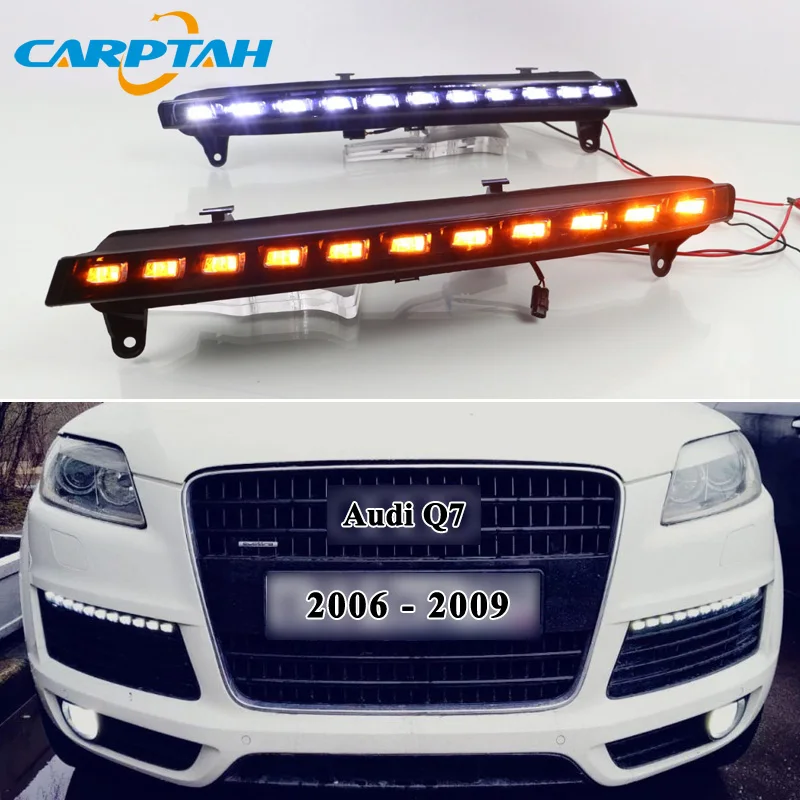 Автомобильный светодиодный дневной светильник для Audi Q7 2006 2007 2008 2009 желтый