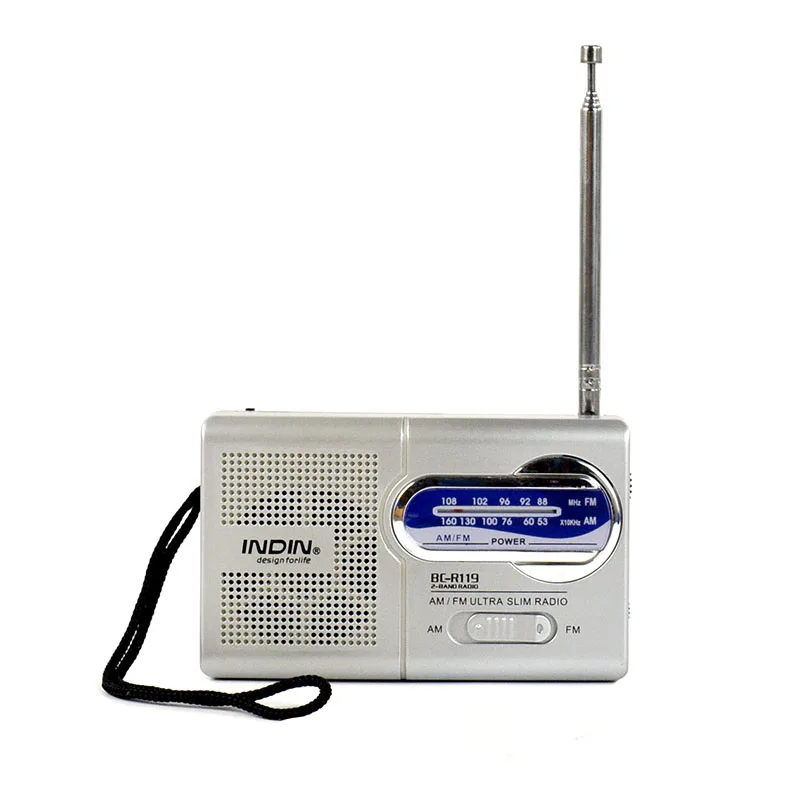 Portable Digital Radio Receiver AM FM Speakers Telescopic Antenna Portable Music MP3 Player Mini Loundspeaker Sliver Elderly - Цвет: Серебристый