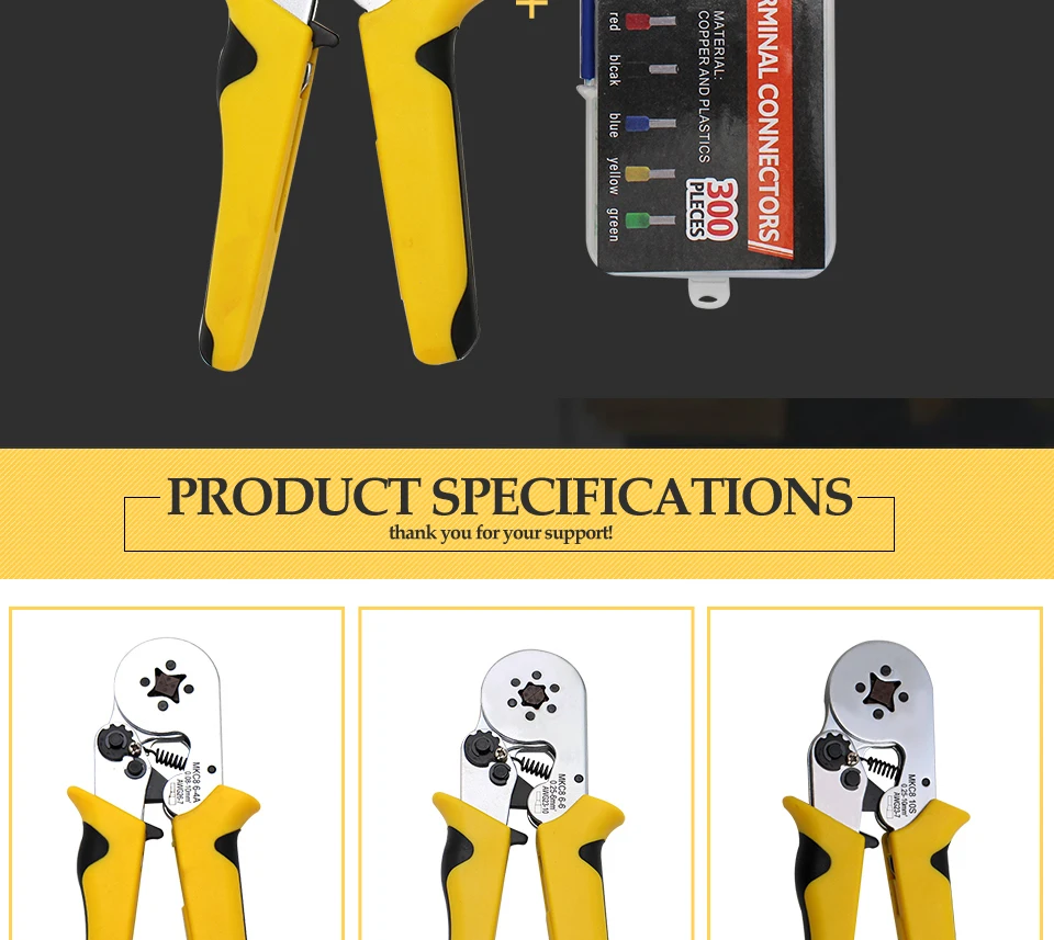 Круглый нос инструмент для обжимных плоскогубцев Mkhsc8 электрическая ОБЖИМНАЯ трубка инструменты плоскогубцы терминалы инструменты E2508 300 шт. ручка паяльная проволока 10 г