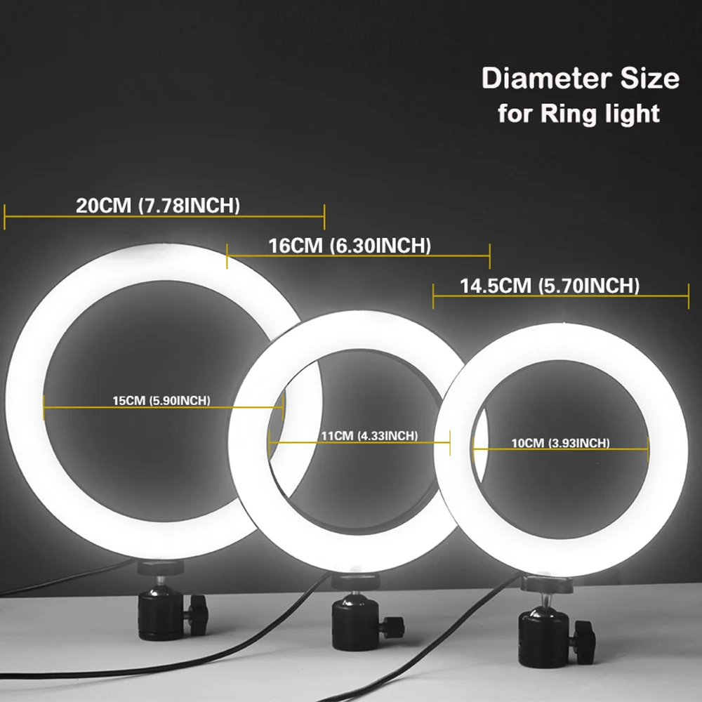 Светодиодный настольный мини-светильник с кольцом, новинка, ночник, высота 50 см, лампа для макияжа, светодиодный мини-светильник для камеры, для видео и макияжа на YouTube