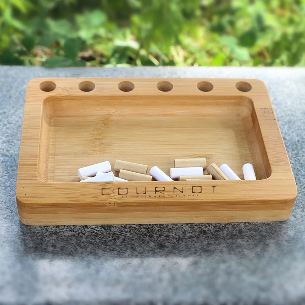 

COURNOT Bamboo Rolling Tray With Pre Rolled Roll Cone Holder 69MM*126MM Multifunctional Bamboo Cigarette Tray Tobacco Holder