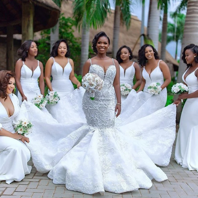 Hochzeitskleid robe de mariee Свадебные платья платье-Русалка на бретельках Аппликации кристаллы свадебное платье длинное vestido de noiva