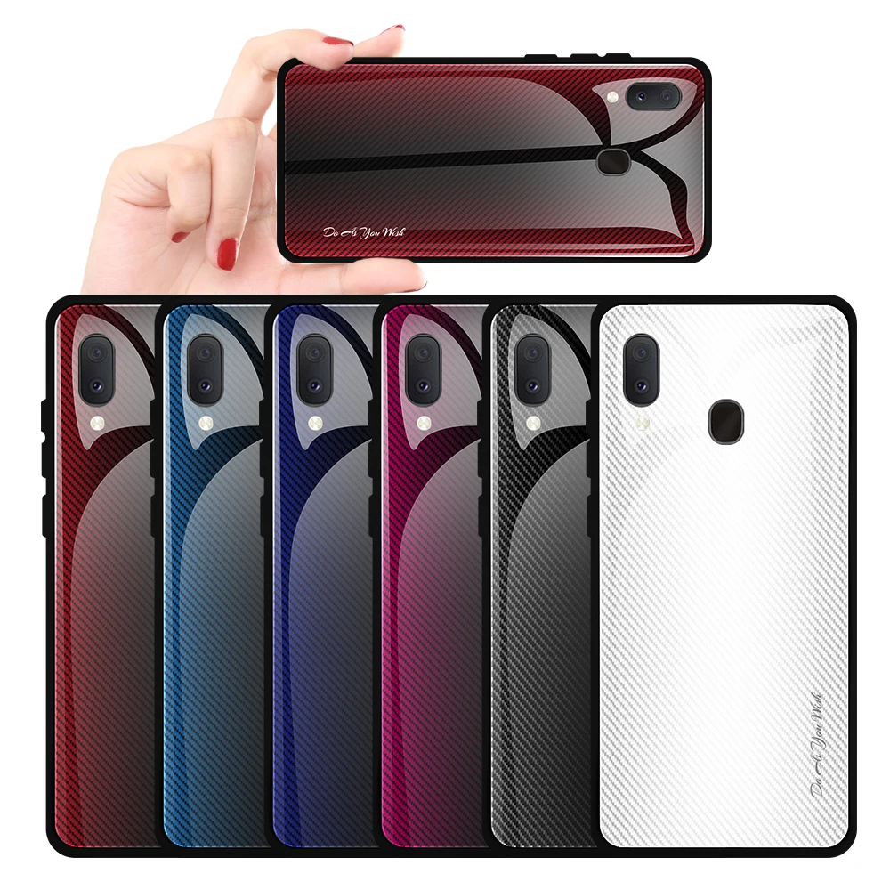 

New Fashion Texture Tempered Glass Case For Samsung Galaxy A10 A20 A30 A50 A70 A80 A90 Phone Case Cover Back Protective For A50S