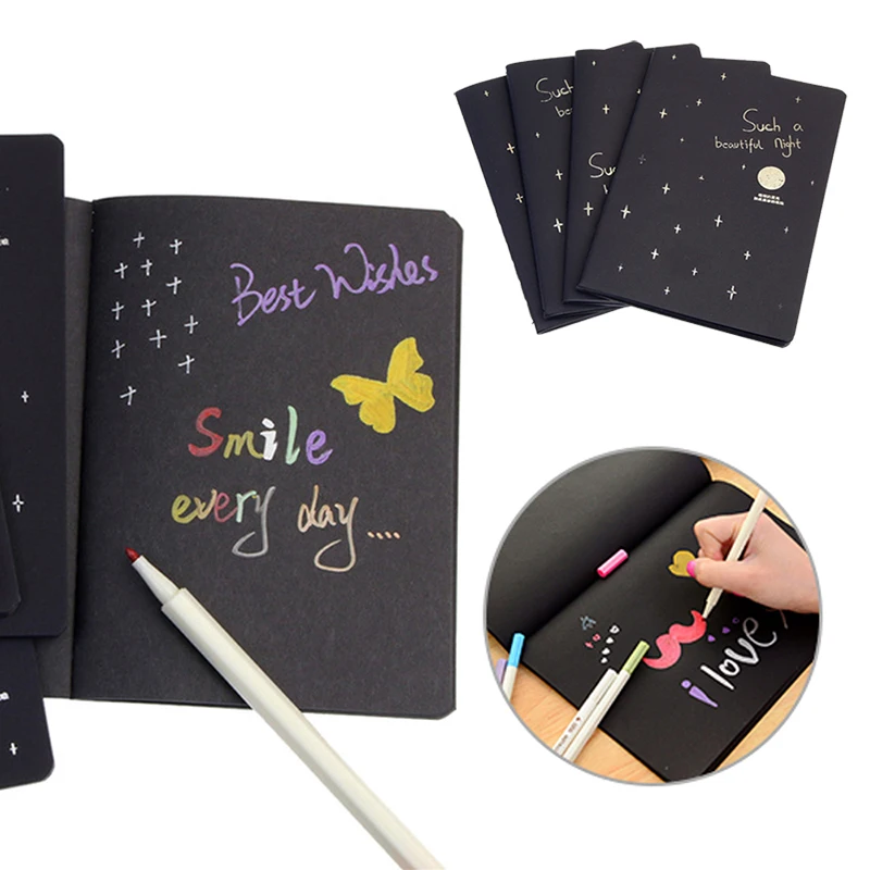 Painting Notebook Sketching Book Black Paper 32k 56 Pages Writing Diary Art Supplies Creative Drawing Student School Stationery