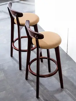

Nordic Bar Chair, Solid Wood Stool, Modern Simple High Back Stool, Bar Stool, Bar Chair, Household Bar Chair