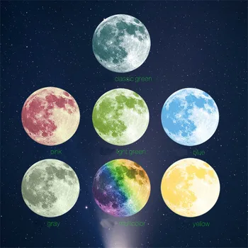 

#38 2019 New Luminous Light Sticker 30cm 3D Large Moon Fluorescent Wall Sticker Removable Glow In The Dark Sticker For Bedroom