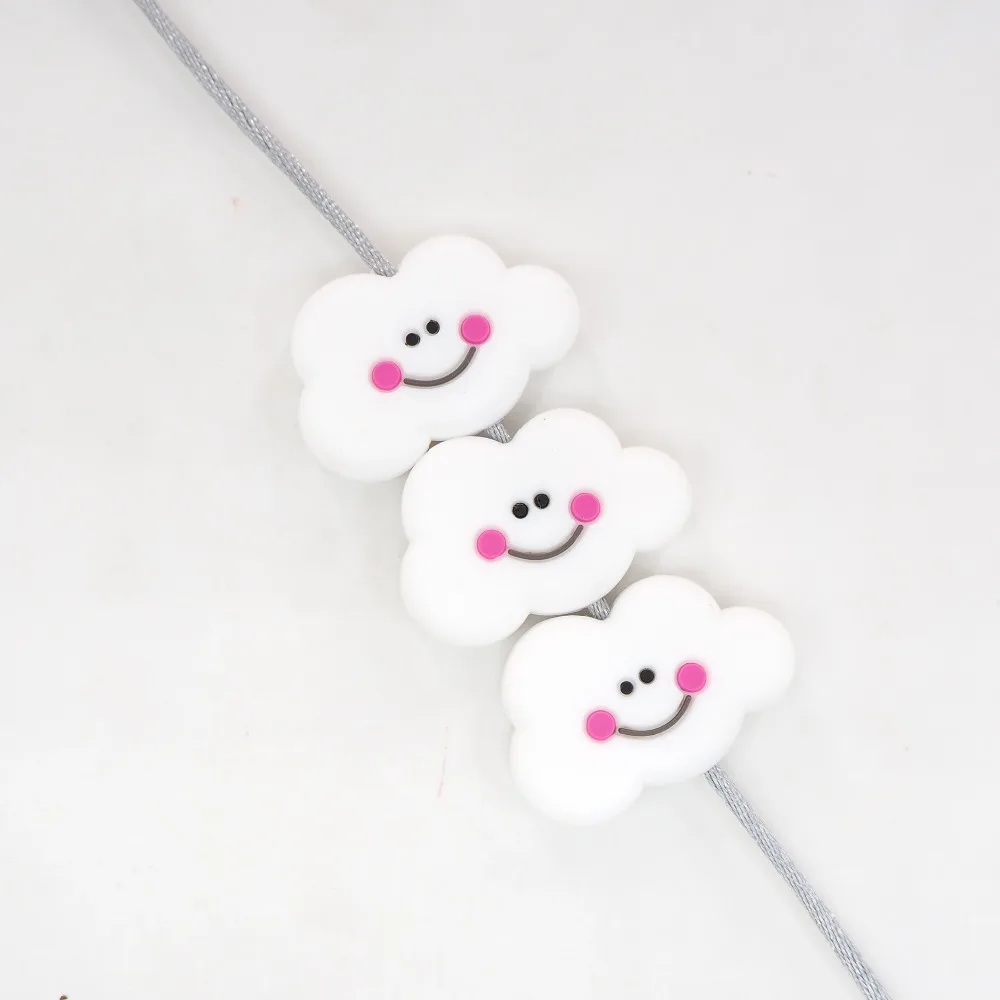 Chenkai 5PCS BPA Free Silicone Mini Cloud Teething Beads Rodent Baby Teether Food Grade For Baby Making Jewelry Necklace Gift