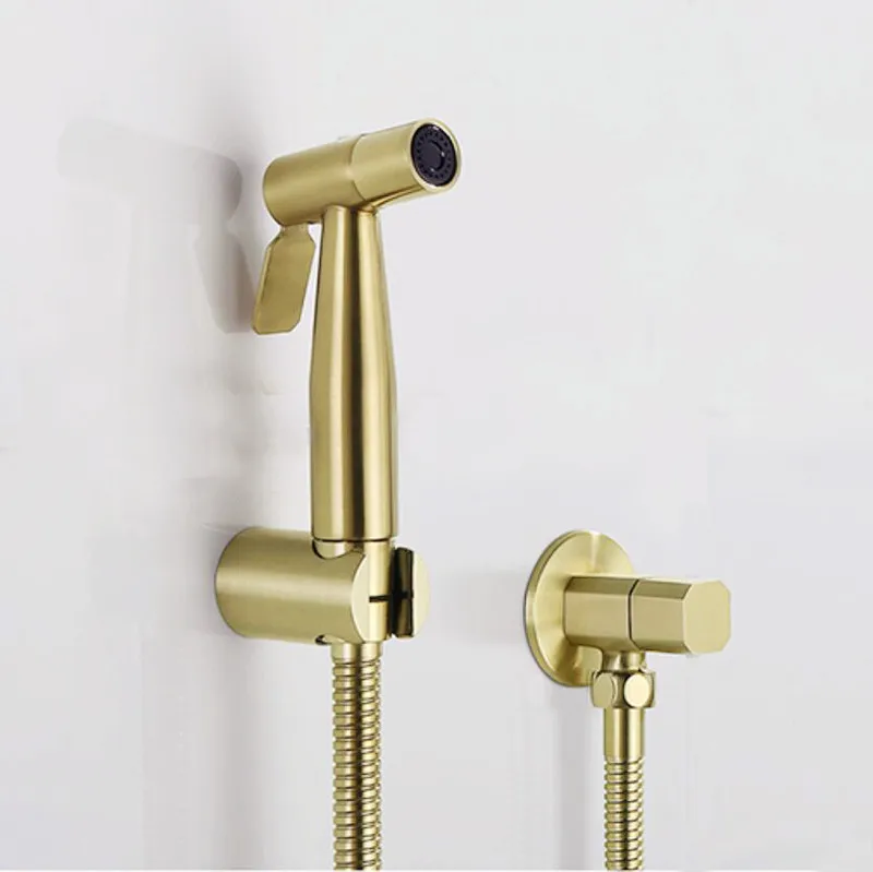 Antique Brushed Gold Douche Kit Hand Held Bidet Sprayer Stainless Steel Toilet Bidet faucet Shattaf Valve Jet Set Shower Head
