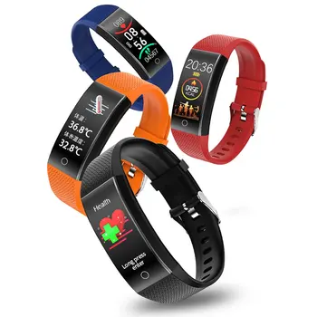 

2020 Body Temperature Smart Bracelet IP68 Waterproof Heart Rate Monitor Smartband Fitness Health Tracker Wristband Band Sports