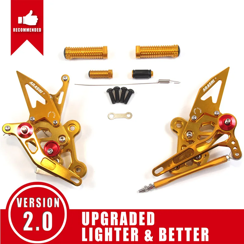 Gold Араши GSR750 2011- ЧПУ Rider Rearset для SUZUKI GSR 750 2011 2012 2013 Регулируемые подножки - Цвет: Gold