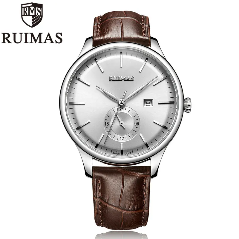 

Ruimas Mens Watches 2019 Top Brand Quartz Watch for Men Simple Design Wristwatch Leather Strap Male Clock Relogio Masculino