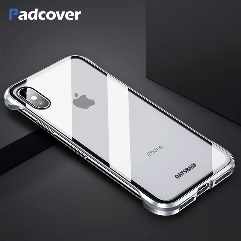 Металлический Чехол Padcover из закаленного стекла для телефона iPhone XS Max X прозрачная