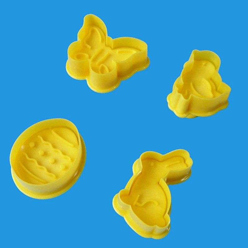 4 шт. Пасхальный кролик шаблон Пластиковая форма для выпечки Кухня печенье нарезка выпечки Плунжер 3D штамповка помадка торт украшения инструменты