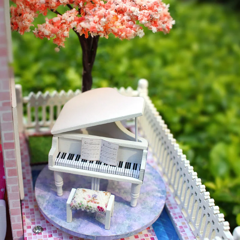 DIY большой кукольный домик Миниатюрный Кукольный Модель розовый цветущая вишня С