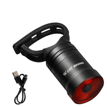 

WEST BIKING 60lm 350mAh Bike Tail Light Bright Manual/Induction USB Rechargeable LED Bicycle Rear Lamp Waterproof 6 Modes Torch