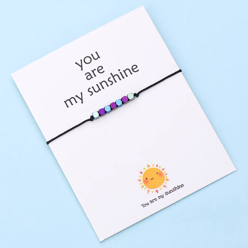 IYOE Wish Card You Are My Sunshine крошечные бусины браслеты с подвесками для женщин и мужчин геометрические бусины ручной работы красный браслет с нитью подарок - Окраска металла: color 8