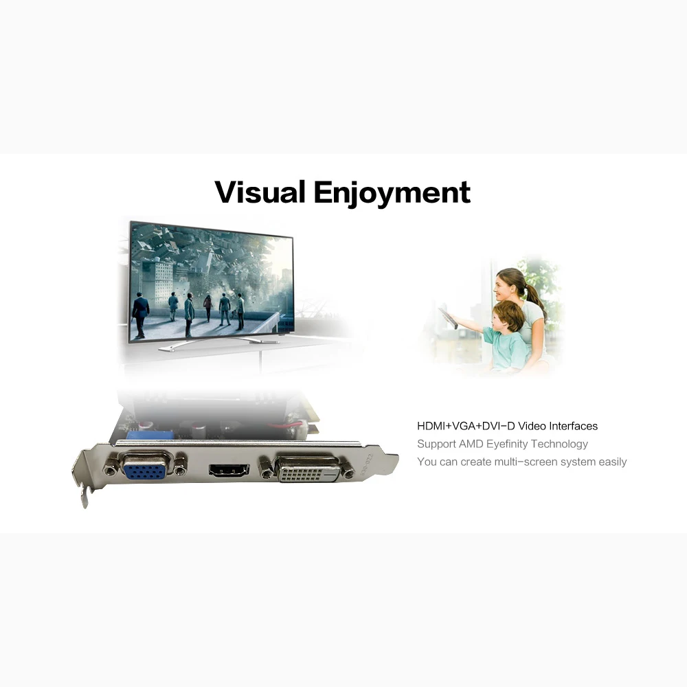 Yeston Radeon R5 240 GPU 4 Гб GDDR3 64 бит игровой Настольный ПК видеокарты Поддержка VGA/DVI-D/HDMI