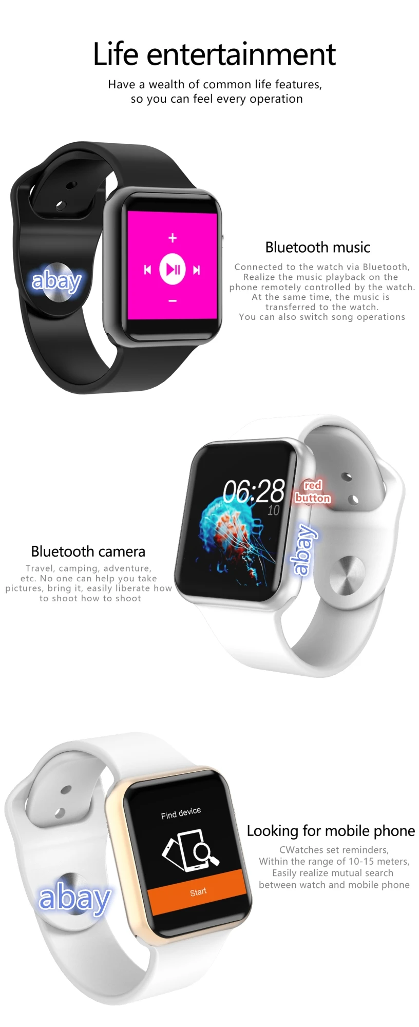 Умные часы для Bluetooth Мужские Женские умные часы для iOS iPhone Xiaomi huawei sony Android телефон как Apple Watch(красная кнопка