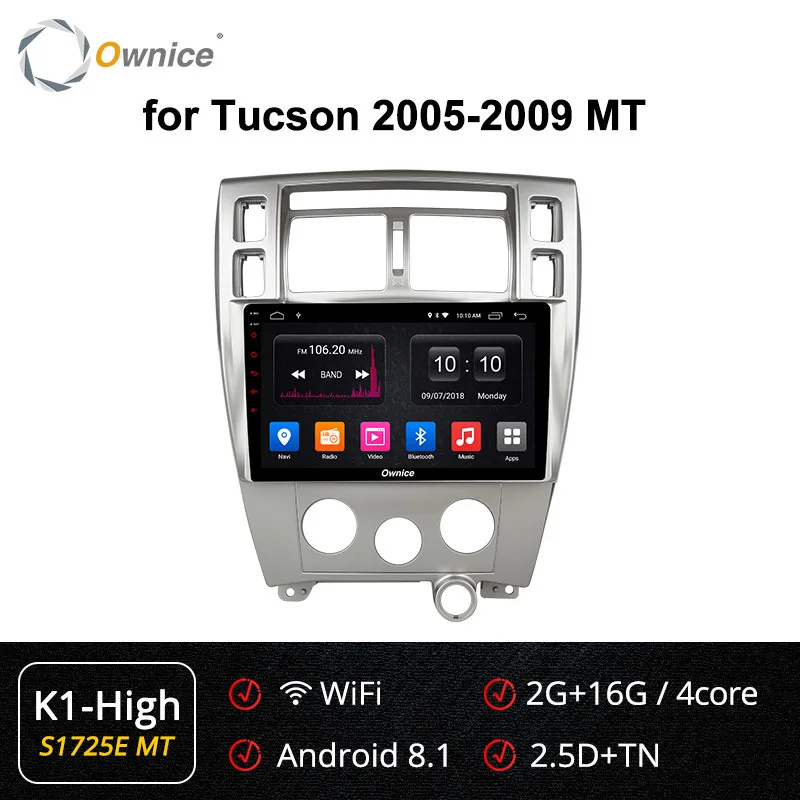 Ownice 10.1" Dvd Multimedia Player For Hyundai Tucson 2005 2006 2007 2008 2009 Car Android 9.0 System Radio Audio Gps Autoradio - Цвет: S1725-1 K1-High