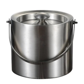 

3L 2 Tier Stainless Steel Insulation Ice Bucket with Lid Handle for Wine Champagne Bar Ktv