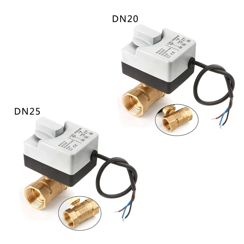 2 шт. Ac220V 2 Way 3 провода моторизованный шаровой клапан электрический привод с ручным переключателем-Dn25 и Dn20