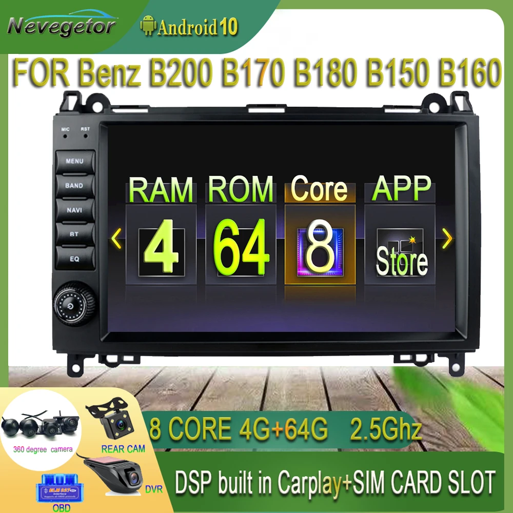 GPS мультимедийный Android 10 навигатор для Mercedes Benz B200 W169 W639 Viano Vito Sprinter DVD Радио CarPlay
